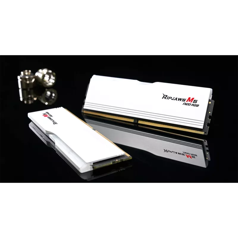 DIMM 64 GB DDR5-6000 (2x 32 GB) Dual-Kit, atmiņa balta, F5-6000J2836G32GX2-RM5NRW, Ripjaws M5 Neo RGB, AMD EXPO