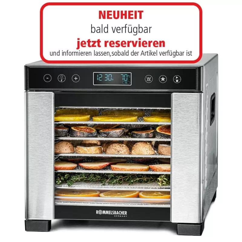 Pārtikas žāvētājs Rommelsbacher DA 650 600 W nerūsējošais tērauds, 0,5 m², 35–75 °C, 7 paplātes