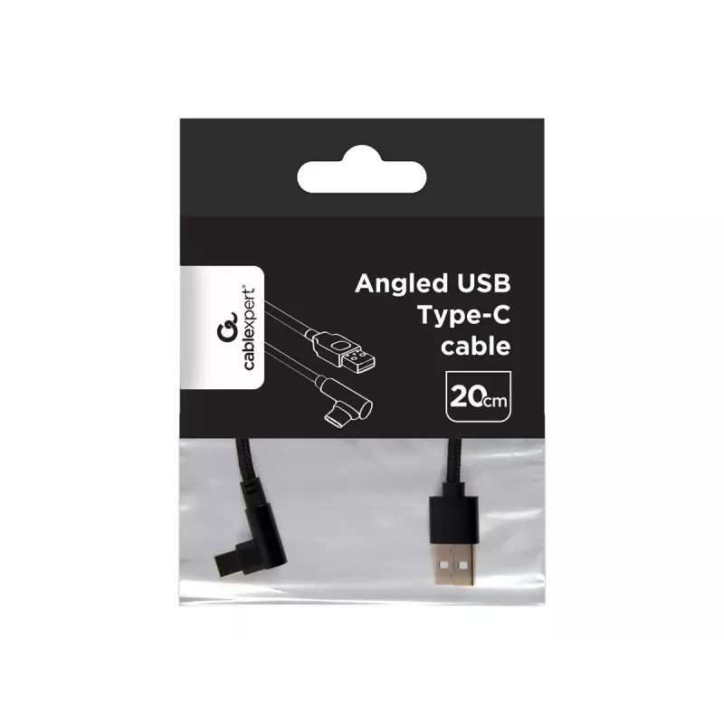 Kabelis USB2 uz USB-C leņķveida/CC-USB2-AMCML-0.2M GEMBIRD