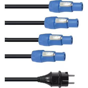 Strāvas kabelis EUROLITE P-Con 1-4 3x2,5mm² — elektrotīkla sadalītāja kabelis vairāku ierīču barošanai