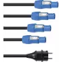 Strāvas kabelis EUROLITE P-Con 1-4 3x2,5mm² — elektrotīkla sadalītāja kabelis vairāku ierīču barošanai