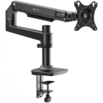 Galda monitora stiprinājums ONKRON MS75-B ekrāniem no 43,2 līdz 96,5 cm (17 collas–38 collas), spīle/caurlaide, līdz 11 kg, VESA 75×75–100×100, augstuma regulēšana, grozāms un noliecams