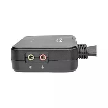Eaton Tripp Lite sērijas 2-portu USB/HD kabeļa KVM slēdzis ar audio/video, kabeļiem un USB perifērijas koplietošanu - KVM-/audio-/USB slēdzis - 2 x KVM/audio/USB - 1 lokālais lietotājs - galddators