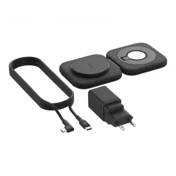 Bezvadu 2-in-1 uzlādes stacija Belkin BOOSTCHARGE PRO QI2 WIZ026VFBK — bezvadu ātrā uzlāde telefonam un austiņām