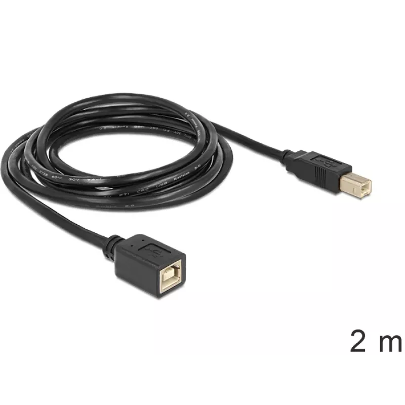 USB kabelis DeLOCK USB2.0-B 2m USB B melns
