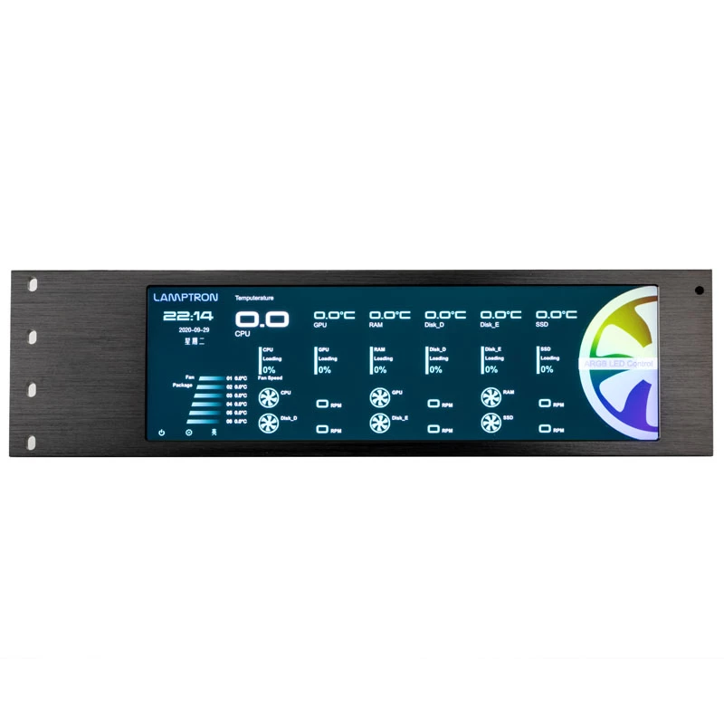 Lamptron CU135 ventilatora kontrolieris + RGB kontrolieris ar displeju, ARGB - melns