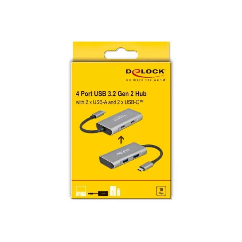 USB centrmezgls DeLOCK ārējais USB 10 Gbps USB Type-C centrmezgls 63260