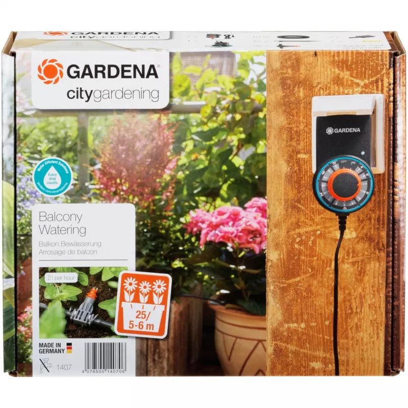 city gardening pilnībā automātiska balkona stādītāju apūdeņošana 1407-20, apūdeņošanas vadība pelēka/melna, 43-daļīga