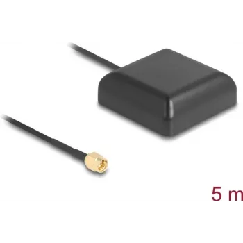 GNSS antena Navilock NL-203AA pastiprināta, SMA savienotājs, 5 m kabelis, ārējai lietošanai