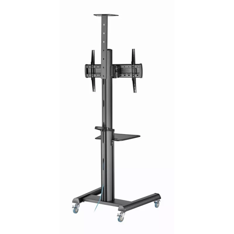 Grīdas TV statīvs Gembird TVS-70T-02 37 collu–70 collu ekrāniem, maks. 70 kg, VESA 200x200–600x400, slīpums ±5°/−12°, regulējams augstums, ritentiņi, kabeļu pārvaldība
