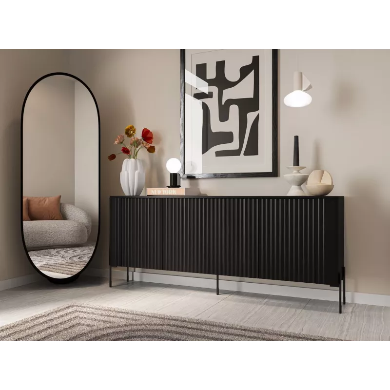 Kumode cama meble VERA 190x40x80 cm, melna matēta, skaidu plātne, 16 mm rāmis