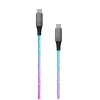 USB-C uz USB-C uzlādes kabelis FIXED FIXDLED-CC-RA ar PD atbalstu un fiksētu garumu, iebūvētu varavīksnes LED