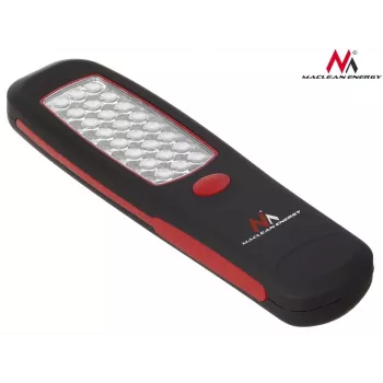 Darbnīcas lampa MACLEAN MCE03 — 24 LED, magnētiskā pamatne un āķis, darbināma ar baterijām (3×AAA)
