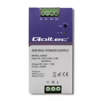 DIN sliedes barošanas avots QOLTEC 50997 240W 24V 10A