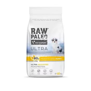 VET EXPERT RAW PALEO Ultra Medium&Large Puppy Turkey - sausā barība kucēniem - 10 kg