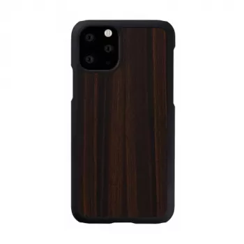 Telefona maciņš man and wood iPhone 11 Pro — melnkoka melns, ciets aizsargājošs aizmugures vāciņš