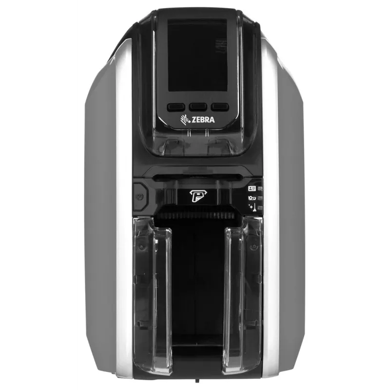 Plastikartes printeris Zebra ZC300 — Krāsu sublimācija/Termiskā pārnese, 300x300 DPI, LCD, 100 lapu padevējs, Ethernet, Sudraba/Melns