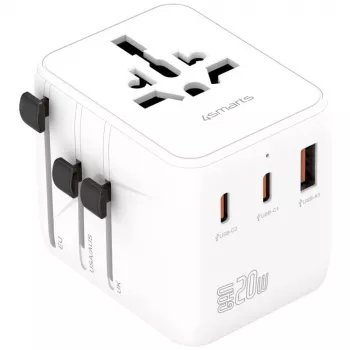 Ceļojumu adapteris 20W GaN Nomad 2xUSB-C + 1xA
