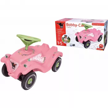 Bobby-Car-Classic Flower, stumjamais auto rozā/gaiši zaļš