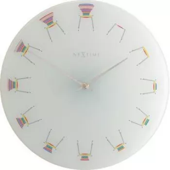 NeXtime pulkstenis 8809 Chair, Ø30 cm, Pie sienas stiprināms, Balts/daudzkrāsains