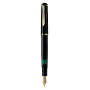 Pelikan M200, melna, zelta, iebūvēta uzpildes sistēma, sveķi, zelta, slīpraksta spalva, zelta, nerūsējošais tērauds