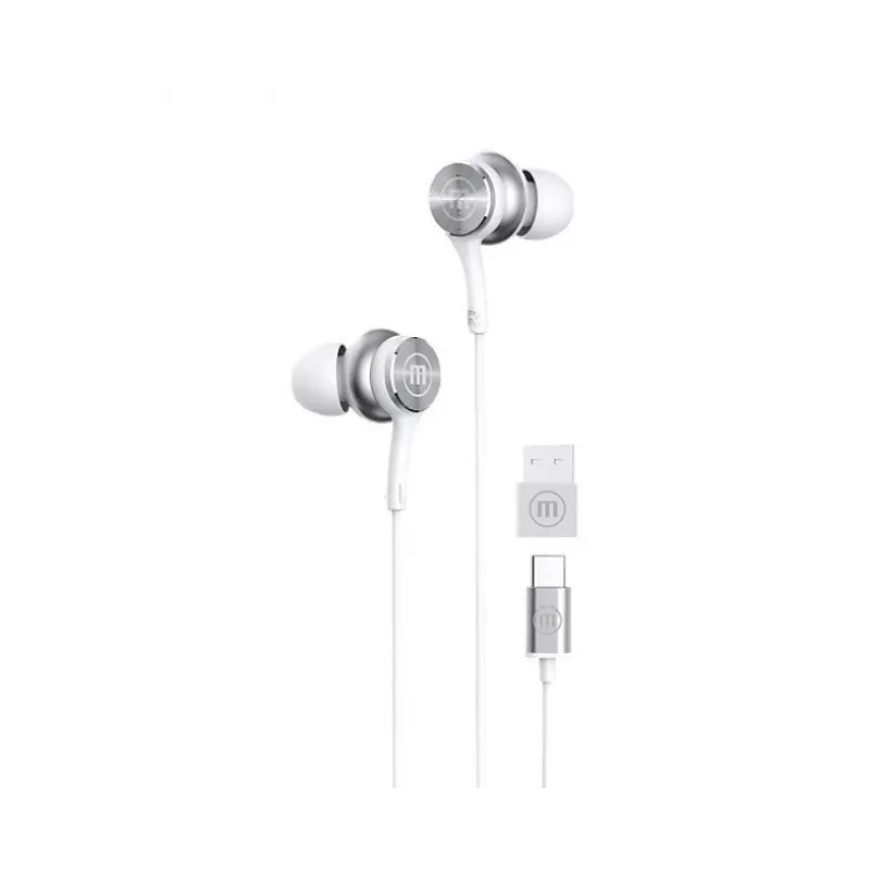 Maxell XC1 USB-C vadu austiņas ar USB-A adapteri, baltas