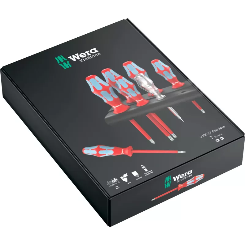 Wera 3160 i/7 Rack 05022728001 VDE-Schraubendreher-Satz 7tlg.Abtrieb Schlitz/Kreuzschlitz-PH (05022728001)