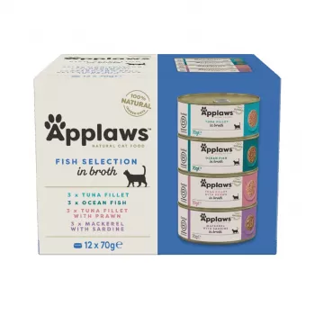 APPLAWS Zivju izlases multipaka buljonā - slapjā kaķu barība - 12x70g