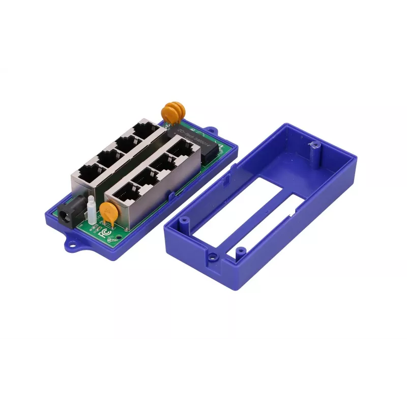 PoE injektors Extralink Gigabit 4 portu, 4x 1000Mb/s RJ45, 48V, zils/melns