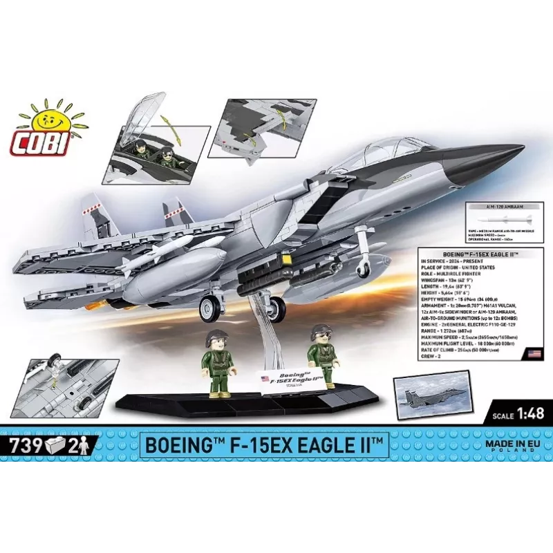 Cobi Building Blocks Boeing F-15EX Eagle II modeļa komplekts COIB-5900, kolekcionējams mēroga konstrukcijas komplekts