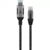 Ethernet kabelis USB-A 3.2 Gen1 spraudnis > RJ-45 spraudnis, LAN adapteris melns/sudrabains, 5 metri, pīts tekstila apvalks