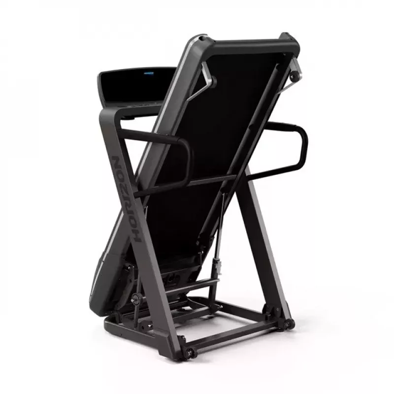 Saliekams elektriskais skrejceliņš Horizon Fitness Omega Z-02 — 140×53 cm skrejvirsma, 20 km/h maks., 159 kg ietilpība, grafīta krāsā