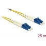 Optiskās šķiedras kabelis DELOCK 80158 OS2 25 m, 2x LC uz 2x LC, 9 µm, pilnais duplekss, dzeltens/zils