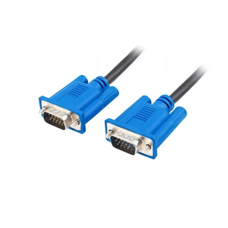 VGA (D-Sub) kabelis LANBERG CA-VGAC-10CU-0050-BK — 5 m, vīriešu-vīriešu, ferīts, PVC apvalks