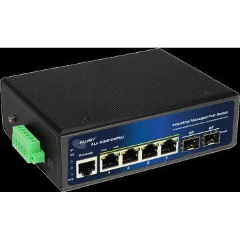 Rūpnieciskais PoE slēdzis ALLNET ALL-SGI8106PMJ-BT — 6 portu (4 PoE+), izturīgs metāla korpuss