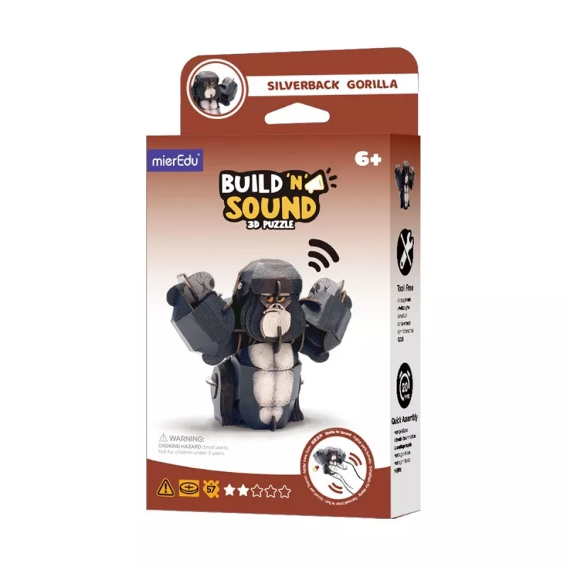 MierEdu 3D puzle ar skaņu – Sudraba muguras gorilla