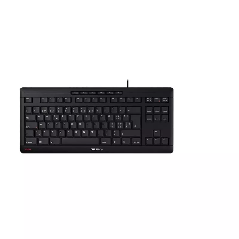 CHERRY STREAM TKL tastatūra Universāla USB QWERTZ Šveices Melna
