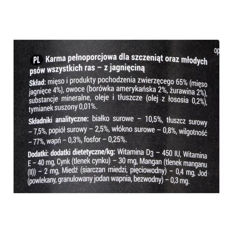 Dolina Noteci Rafi Junior ar jēru, dzērvenēm un mellenēm - Mitrā suņu barība 400 g