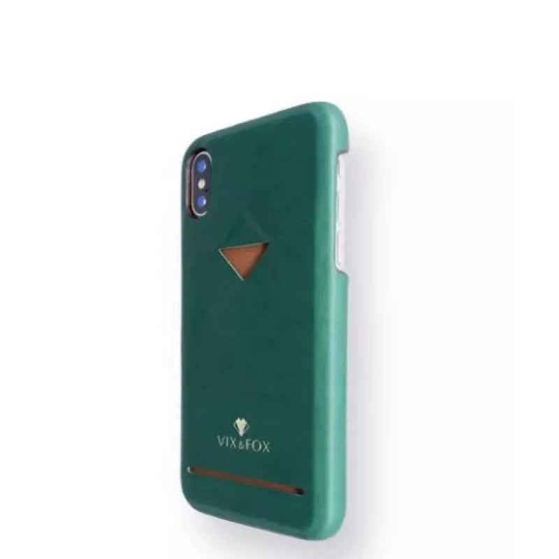 Karšu slotiņa aizmugurējais vāciņš VixFox iPhone XSMAX — meža zaļš, aizmugurējais aizsargvāciņš ar karšu kabatiņu