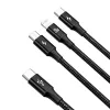 Baseus Rapid 3-in-1 USB kabelis 1,5 m USB A USB C/Micro USB A/Lightning Melns