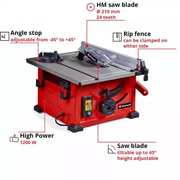 Galda zāģis EINHELL TC-TS 8 ar 210 mm asmeni, 230 V