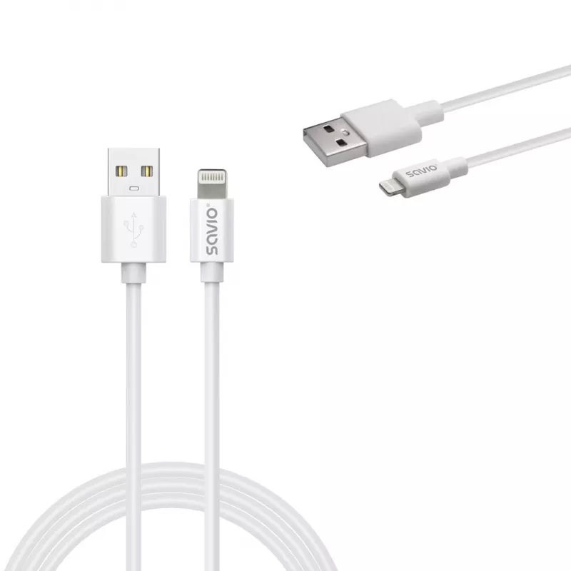 Savio Cl-193 USB kabelis USB 2.0 2 m USB A USB C/Lightning Balts