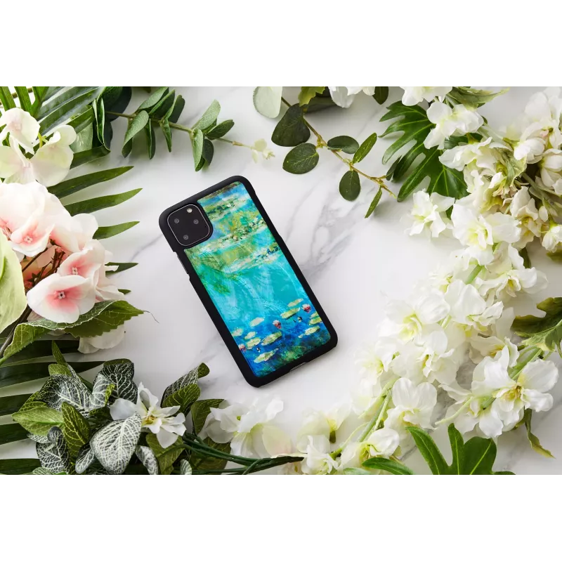 Telefona maciņš iKins iPhone 11 Pro Max — ūdensrožu dizains, melns