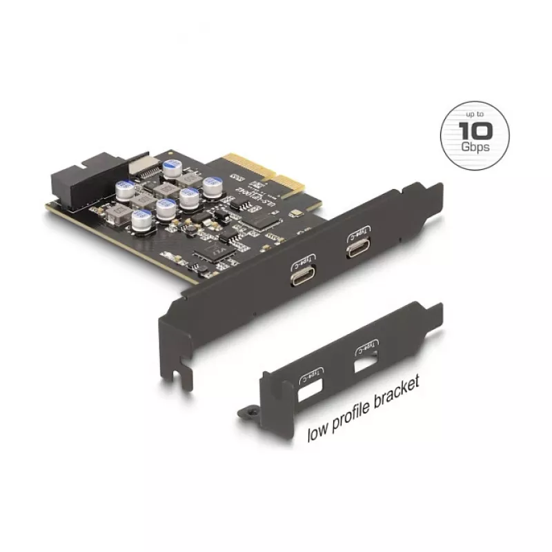 PCI Express x4 karte DELOCK 90345 ar 2 ārējiem USB Type-C portiem