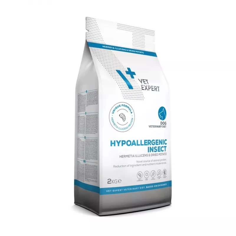 Sausā suņu barība VETEXPERT Veterinary Diet Hypoallergenic Insect 2 kg — pieaugušiem suņiem, bez graudiem, olbaltumvielas 21%, tauki 16%