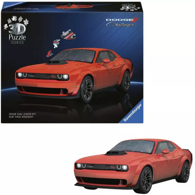 3D puzzle Ravensburger Dodge Challenger R/T Scat Pack Widebody – Iconics sērija, modeļa kopija