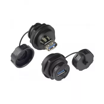 Alcasa IC04-U304 - USB A - Melns - Sievišķais - taisns - Polibutiltereftalāts (PBT) - polivinilhlorīds (PVC) - IP65 - IP67 (IC04-U304)