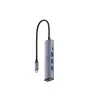 USB-C centrmezgls Cudy UH605 ar Gigabit LAN, 3x USB-A 3.0, USB-C barošanas ieeja, pelēks