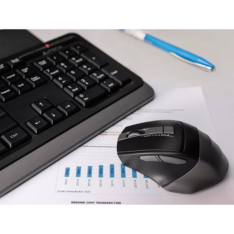 Bezvadu pele A4Tech FStyler 47478 2.4G Nano pelēka ergonomiska dizaina