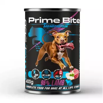 PRIME BITE Monoproteīna jēra gaļa ar pētersīļiem - mitrā suņu barība - 400g